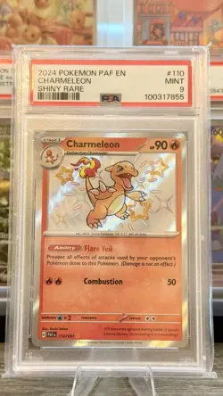 2024 POKEMON PAF EN-PALDEAN FATES SHINY RARE #110 CHARMELEON PSA 9 - Image 1