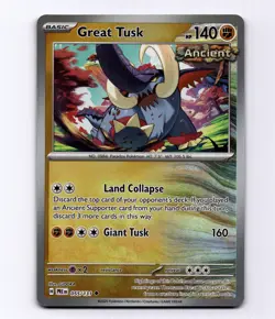 Great Tusk (Master Ball Pattern) 055/131 SV: Prismatic Evolutions Pokemon GIDORA - Image 1
