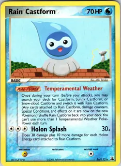 Rain Castform 26/113 Delta Species Pokemon TCG LP Normal - Image 1