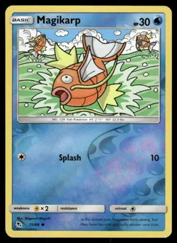 2019 Pokemon Magikarp Common Hidden Fates 15/68 Reverse Holo LP - Image 1