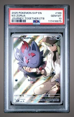 Pokemon N's Zorua Journey Together ETB Illustration Rare Promo SVP EN 189 PSA 10 - Image 1