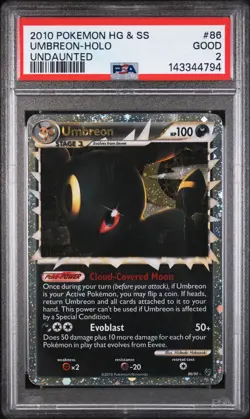 2010 Pokemon Heartgold & Soulsilver Undaunted Umbreon Holo PSA 2 #86 - Image 1