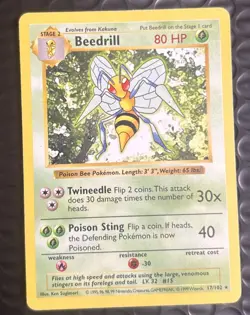 Beedrill - Shadowless - Base Set - 17/102 - Rare - Pokemon - LP - Image 1