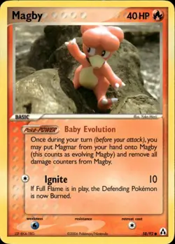 Magby Common Legend Maker 58/92 Fire Normal Pokemon Card - Image 1