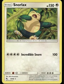 Snorlax Rare Hidden Fates 50/68 Colorless Pokemon Card - Image 1