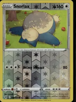 Snorlax Common SWSH08: Fusion Strike 206/264 Colorless Reverse Holo Pokemon Card - Image 1