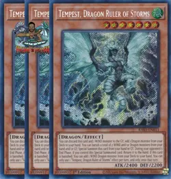 Yugioh! 3x Tempest, Dragon Ruler of Storms RA03-EN011 Secret Rare 1st Ed NM - Image 1
