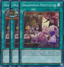 Yugioh! 3x Dragonmaid Hospitality RA03-EN068 Super Rare 1st Ed NM - Image 1