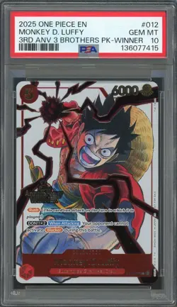 PSA 10 Monkey D. Luffy 3rd Anniversary Winner ST01-012 EN One Piece B28 - Image 1