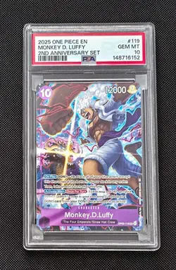 ONE PIECE OP05-119 MONKEY D. LUFFY EN 2ND ANNIVERSARY SET PSA 10 💎 - Image 1