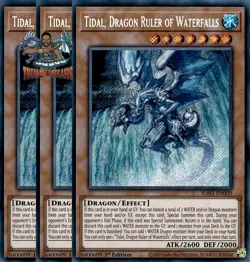 Yugioh! 3x Tidal, Dragon Ruler of Waterfalls RA03-EN009 Secret Rare 1st Ed NM - Image 1