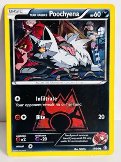 Team Magma's Poochyena 17/34 Non Holo Double Crisis - Pokemon Card - - Image 1
