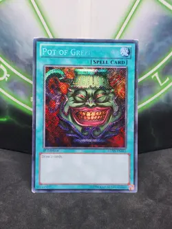Yugioh Pot of Greed LCJW-EN061 Secret Rare 1st Edition LP Euro - Image 1
