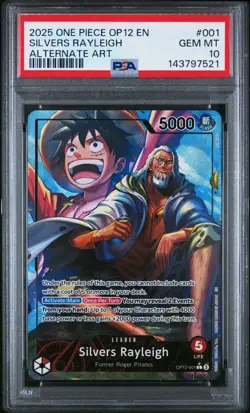 2025 ONE PIECE OP12-LEGACY OF THE MASTER ALTERNATE ART SILVERS RAYLEIGH PSA 10 - Image 1