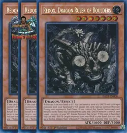 Yugioh! 3x Redox, Dragon Ruler of Boulders RA03-EN008 Secret Rare 1st Ed NM - Image 1