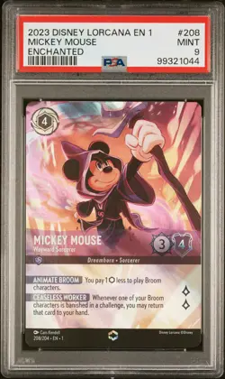2023 DISNEY LORCANA EN 1-THE FIRST CHAPTER MICKEY MOUSE - WAYWARD SORCERER PSA 9 - Image 1