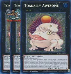 Yugioh! 3x Toadally Awesome RA03-EN040 Secret Rare 1st Ed NM - Image 1