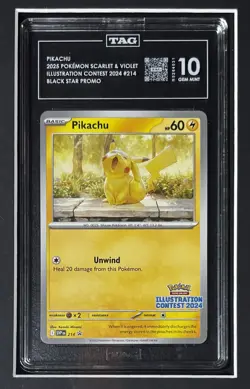 Pokemon TCG Pikachu 214 SV Promo Illustration Contest 2024 TAG 10 Regular - Image 1