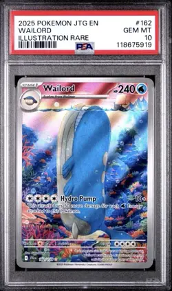 2025 POKEMON JTG EN-JOURNEY TOGETHER ILLUSTRATION RARE #162 WAILORD PSA 10 - Image 1
