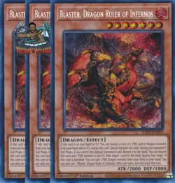 Yugioh! 3x Blaster, Dragon Ruler of Infernos RA03-EN010 Secret Rare 1st Ed NM - Image 1