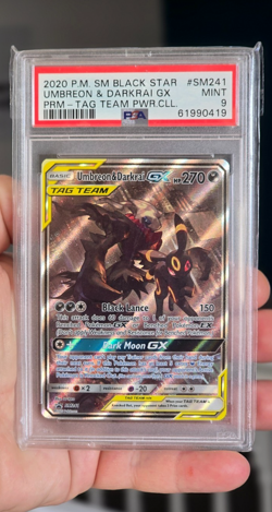 2020 Pokemon Umbreon & Darkrai GX Tag Team Promo SM241 PSA 9 Mint - Image 1