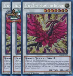 Yugioh! 3x Black Rose Moonlight Dragon RA03-EN038 Secret Rare 1st Ed NM - Image 1