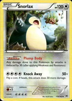 Snorlax 118/162 Uncommon BREAKthrough Pokemon Heavily Played - Image 1