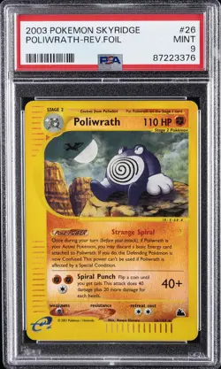 2003 POKEMON SKYRIDGE #26 POLIWRATH-REVERSE FOIL PSA 9 - Image 1