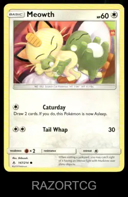 MEOWTH 147/214 C UNBROKEN BONDS POKEMON LP - Image 1