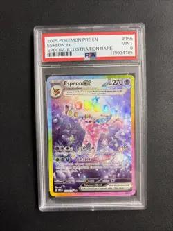2025 Pokemon Prismatic Evolutions Espeon EX#155 Special Illustration Rare PSA 9 - Image 1