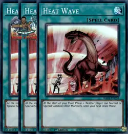 Yugioh! 3x Heat Wave RA03-EN058 Super Rare 1st Ed NM - Image 1