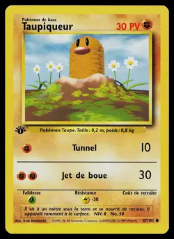 Pokemon Card - Diglett FRENCH Base Set 47/102 Common 1st Edition - Image 1