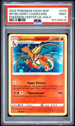 2022 POKEMON SWSH BLACK STAR PROMO #075 SPECIAL DELIVERY CHARIZARD-HOLO PSA 9 - Image 1
