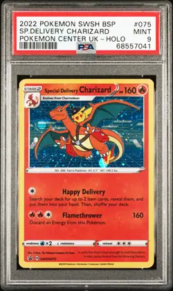 2022 POKEMON SWSH BLACK STAR PROMO #075 SPECIAL DELIVERY CHARIZARD-HOLO PSA 9 - Image 1