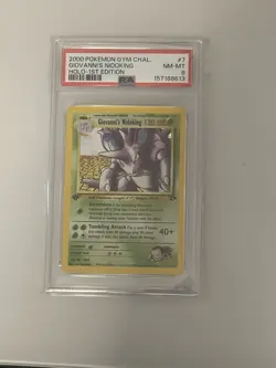 2000 Pokemon Gym Challenge 1st Edition #7/132 Giovanni's Nidoking Holo PSA 8 - Image 1