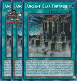 Yugioh! 3x Ancient Gear Fortress RA03-EN062 Secret Rare 1st Ed NM - Image 1