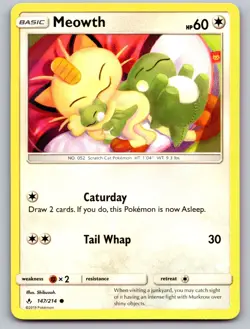 Meowth 147/214 Common Unbroken Bonds Pokemon Near Mint - Image 1