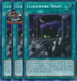 Yugioh! 3x Clockwork Night RA03-EN071 Secret Rare 1st Ed NM - Image 1
