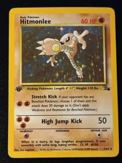 Hitmonlee 7/62 - HOLO 1st Edition - Pokemon Fossil - Image 1