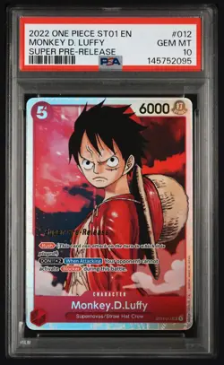 2022 One Piece Monkey D. Luffy Super Pre-release ST01-012 PSA 10 - Image 1