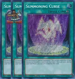 Yugioh! 3x Summoning Curse RA03-EN057 Secret Rare 1st Ed NM - Image 1