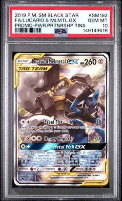Lucario & Melmetal GX SM192 Pokemon Black Star Promo Tag Team GEM MINT PSA 10 - Image 1