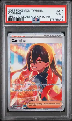 2024 POKEMON TWM EN-TWILIGHT MASQUERADE SPECIAL ILLUSTRATION RARE CARMINE PSA 9 - Image 1