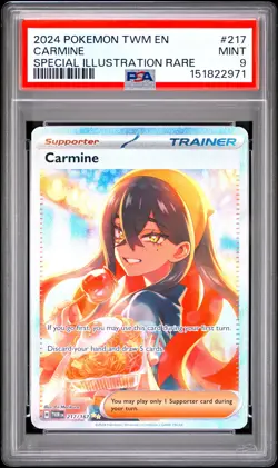 2024 POKEMON TWM EN-TWILIGHT MASQUERADE SPECIAL ILLUSTRATION RARE CARMINE PSA 9 - Image 1