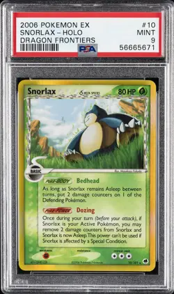 2006 POKEMON EX DRAGON FRONTIERS #10 SNORLAX-HOLO PSA 9 - Image 1