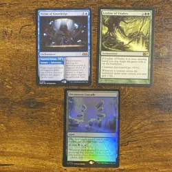 MTG 3 Card Lot Virtue of Knowledge Leyline of Vitality Dreamroot Cascade - Image 1