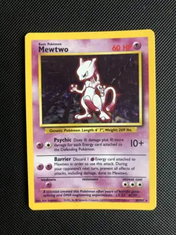 Mewtwo 10/102 Base Set Holo Rare Pokemon Card WOTC 1999 LP/MP - Image 1