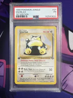 1999 POKEMON JUNGLE 1ST EDITION #27 SNORLAX PSA 1 - Image 1