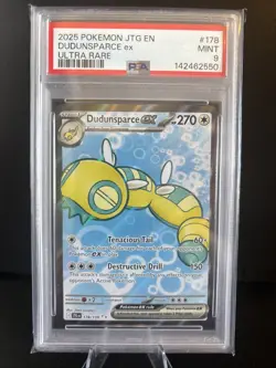 PSA 9 MINT Pokemon Journey Together Dudusnparce EX Ultra Rare #178/159 - Image 1