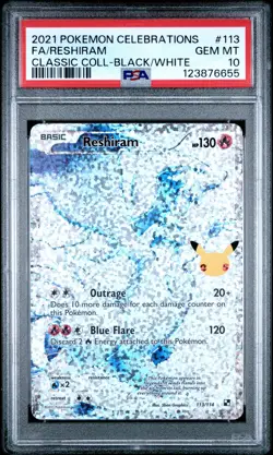 2021 POKEMON CELEBRATIONS CLASSIC COLL #113 FULL ART/RESHIRAM PSA 10 - Image 1